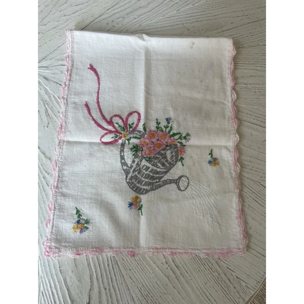 Vintage Lot 0f‎ 3 Mix Match Embroidered Crocheted Pillowcases + Dresser Scarf